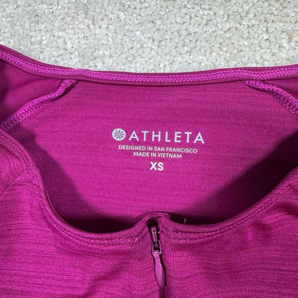 Athleta Top Women's XS Pacifica‎ Wrap Long Sleeve 1/2 Zip Crew Neck Purple Run - Picture 4 of 7